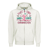 Oatmeal Heather just a girl who loves gymnastics Zipper Hoodie - MaliasSmallBusiness