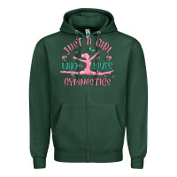 Sports Green just a girl who loves gymnastics Zipper Hoodie - MaliasSmallBusiness