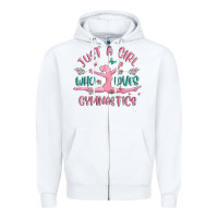 White just a girl who loves gymnastics Zipper Hoodie - MaliasSmallBusiness