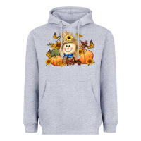 Heather Grey fall scarecrow Heavyweight Hoodie - LillyAllenDesigns