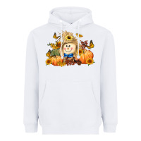 White fall scarecrow Heavyweight Hoodie - LillyAllenDesigns