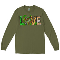 Army Green love luck with clover Long Sleeve Tee - NancyCooperArtShop
