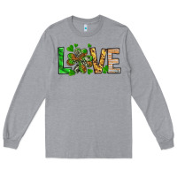 Heather Grey love luck with clover Long Sleeve Tee - NancyCooperArtShop