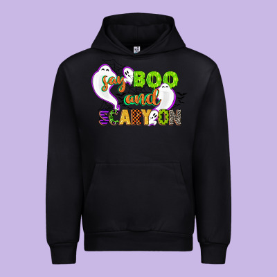 Say Boo And Scary On Urban Hoodie Designed By Cowgirlartshop