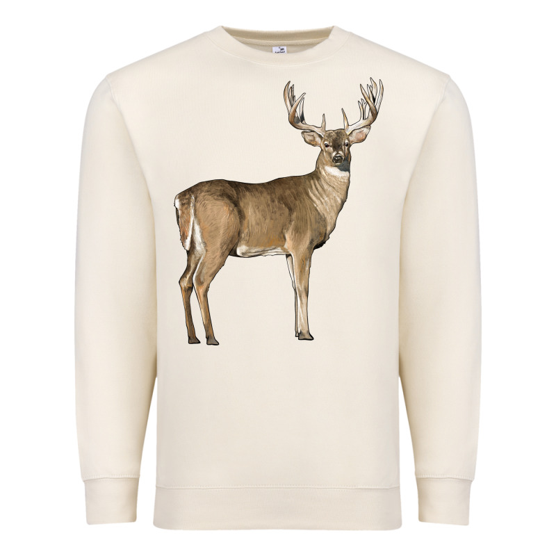 White Tailed Buck Deer Premium Sweatshirt by LillyAllenDesigns | Teevron