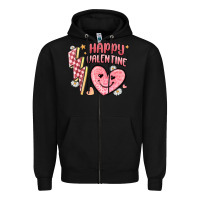 Black happy valentine heart Zipper Hoodie - MaliasSmallBusiness
