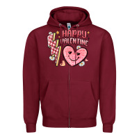 Burgundy happy valentine heart Zipper Hoodie - MaliasSmallBusiness