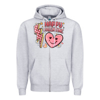 Heather Grey happy valentine heart Zipper Hoodie - MaliasSmallBusiness