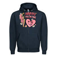 Navy happy valentine heart Zipper Hoodie - MaliasSmallBusiness