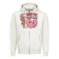 Oatmeal Heather happy valentine heart Zipper Hoodie - MaliasSmallBusiness