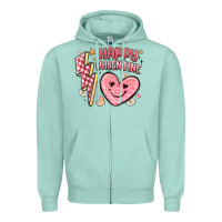Seafoam happy valentine heart Zipper Hoodie - MaliasSmallBusiness