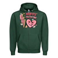 Sports Green happy valentine heart Zipper Hoodie - MaliasSmallBusiness