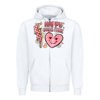 White happy valentine heart Zipper Hoodie - MaliasSmallBusiness
