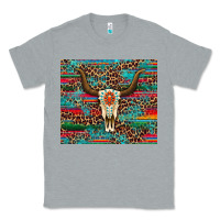 Heather Grey western serape leopard bull skull turquoise tumbler Classic Tee - Artiststas