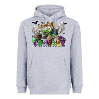 Heather Grey spooky crusher monster truck Heavyweight Hoodie - LillyAllenDesigns