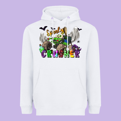 Spooky Crusher Monster Truck Heavyweight Hoodie Designed By Lillyallendesigns
