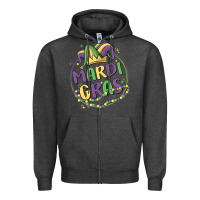 Charcoal Heather mardi gras Zipper Hoodie - MaliasSmallBusiness