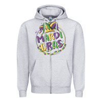 Heather Grey mardi gras Zipper Hoodie - MaliasSmallBusiness