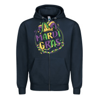 Navy mardi gras Zipper Hoodie - MaliasSmallBusiness