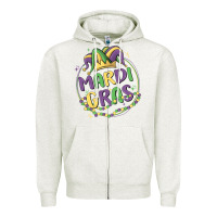 Oatmeal Heather mardi gras Zipper Hoodie - MaliasSmallBusiness