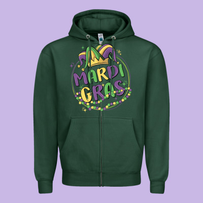 Mardi Gras Zipper Hoodie Designed By Maliassmallbusiness