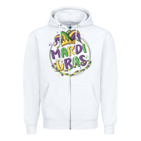 White mardi gras Zipper Hoodie - MaliasSmallBusiness