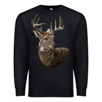 Black white tailed buck deer head Premium Sweatshirt - LillyAllenDesigns