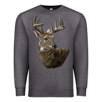Charcoal Heather white tailed buck deer head Premium Sweatshirt - LillyAllenDesigns