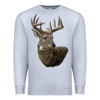 Heather Grey white tailed buck deer head Premium Sweatshirt - LillyAllenDesigns