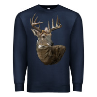 Navy white tailed buck deer head Premium Sweatshirt - LillyAllenDesigns
