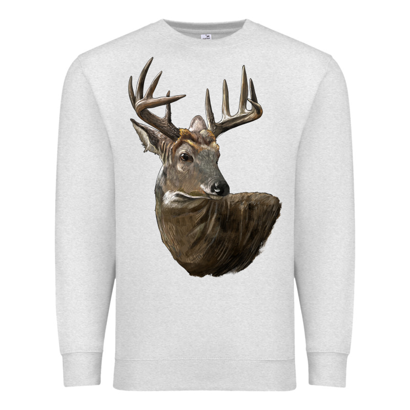 White Tailed Buck Deer Head Premium Sweatshirt by LillyAllenDesigns | Teevron