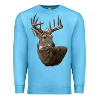 Ocean Blue white tailed buck deer head Premium Sweatshirt - LillyAllenDesigns