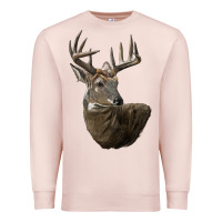 Pale Pink white tailed buck deer head Premium Sweatshirt - LillyAllenDesigns