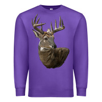 Purple white tailed buck deer head Premium Sweatshirt - LillyAllenDesigns