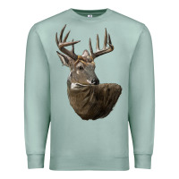 Seafoam white tailed buck deer head Premium Sweatshirt - LillyAllenDesigns