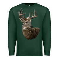 Sports Green white tailed buck deer head Premium Sweatshirt - LillyAllenDesigns