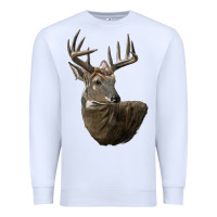 White white tailed buck deer head Premium Sweatshirt - LillyAllenDesigns