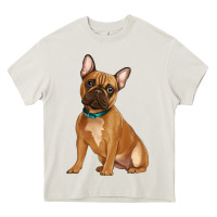 Cream french bulldog Heavy Core Tee - Artiststas