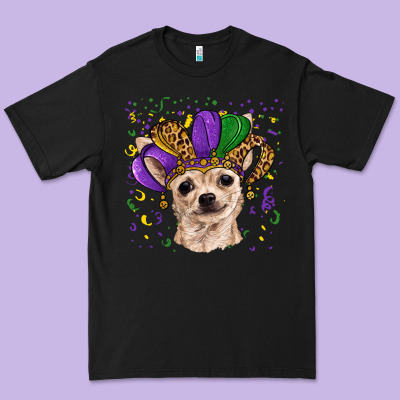 Premium Tee mardi gras hat chihuahua