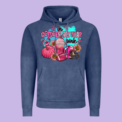 In October We Wear Pink American Football Vintage Hoodie Designed By Adodesignshop