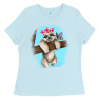 Baby Blue baby sloth Ladies Tee - RanaPortraitStore