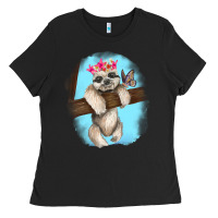 Black baby sloth Ladies Tee - RanaPortraitStore