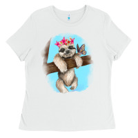 White baby sloth Ladies Tee - RanaPortraitStore
