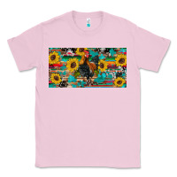 Bubblegum Pink western coop animals rooster sunflowers cowhide wooden serape glitter Classic Tee - Artiststas