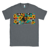Charcoal Heather western coop animals rooster sunflowers cowhide wooden serape glitter Classic Tee - Artiststas