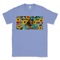 Colony Blue western coop animals rooster sunflowers cowhide wooden serape glitter Classic Tee - Artiststas