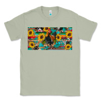 Matcha western coop animals rooster sunflowers cowhide wooden serape glitter Classic Tee - Artiststas