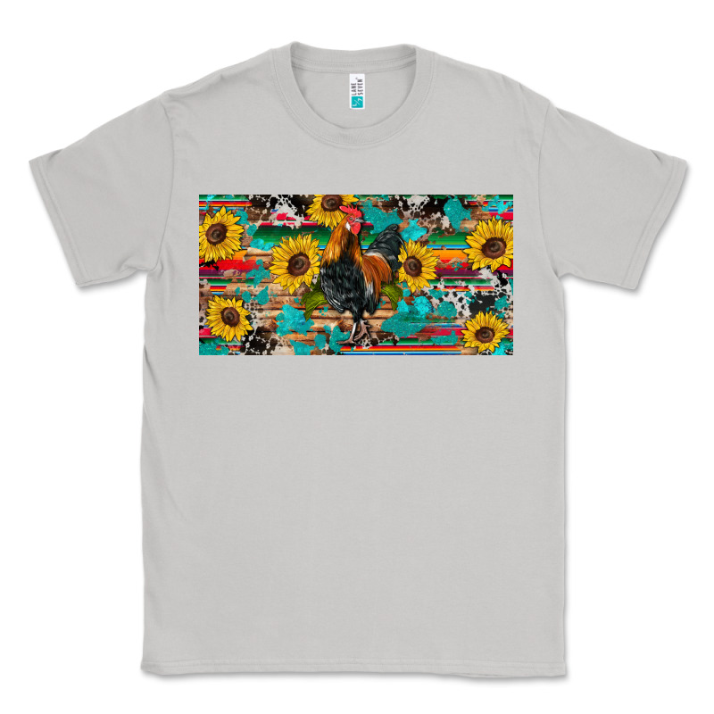 Western Coop Animals Rooster Sunflowers Cowhide Wooden Serape Glitter Classic Tee by Artiststas | Teevron