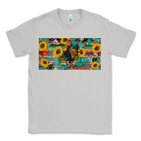 Moon Dust western coop animals rooster sunflowers cowhide wooden serape glitter Classic Tee - Artiststas