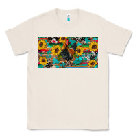 Natural western coop animals rooster sunflowers cowhide wooden serape glitter Classic Tee - Artiststas